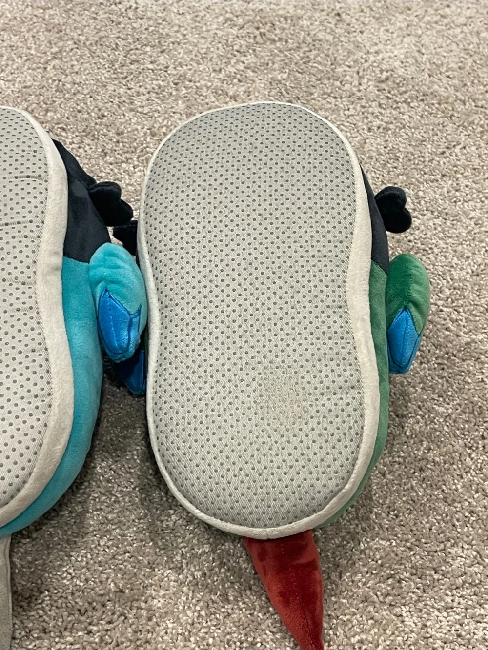 Ari & Tofu Plush Parrot Bird Slippers - Green & Teal Plush Bird